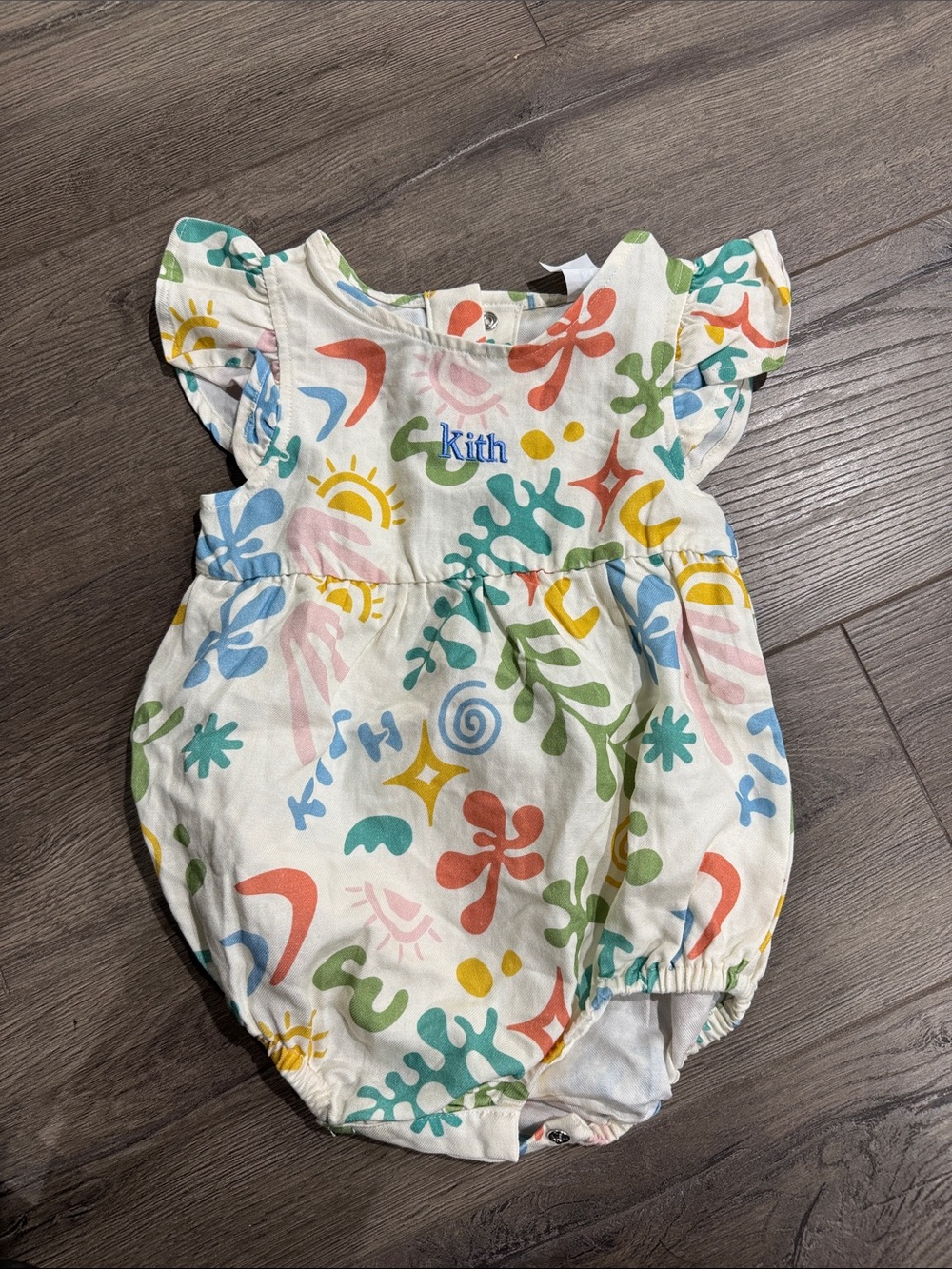 Kith Cream Multi-Color Abstract Print Baby One-Piece